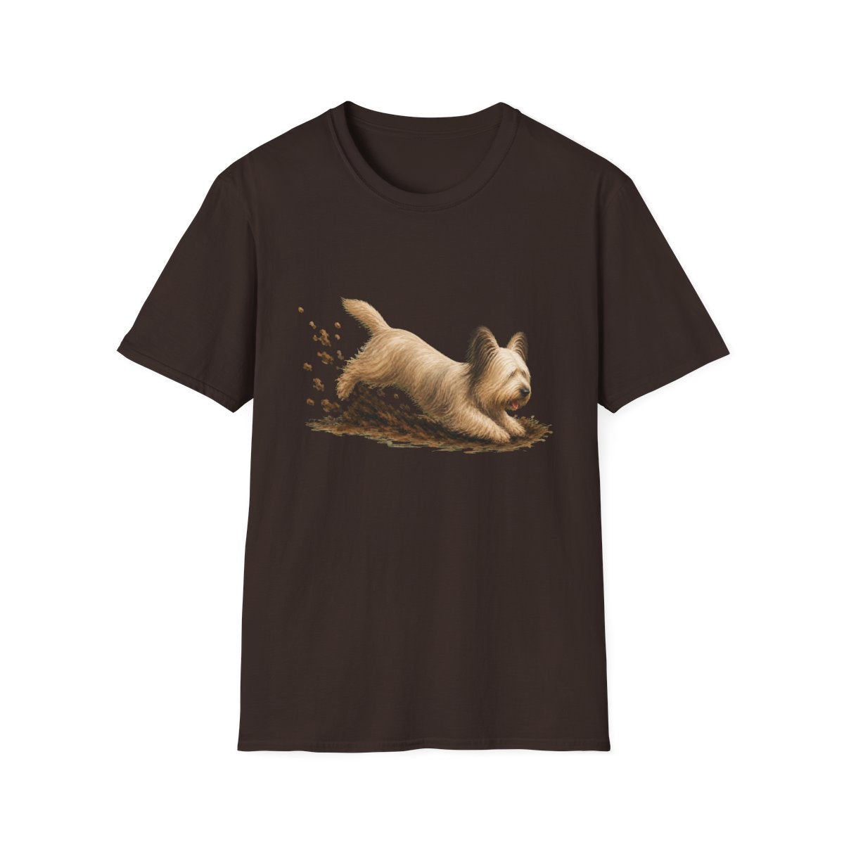 Skye Terrier Excavating Mode On Tee - Dark Chocolate