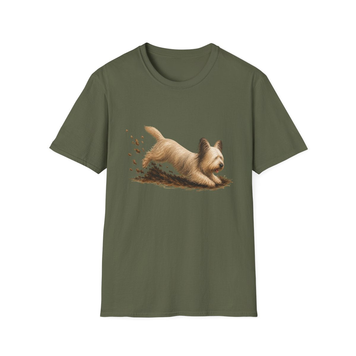 Skye Terrier Excavating Mode On Tee - Military Green