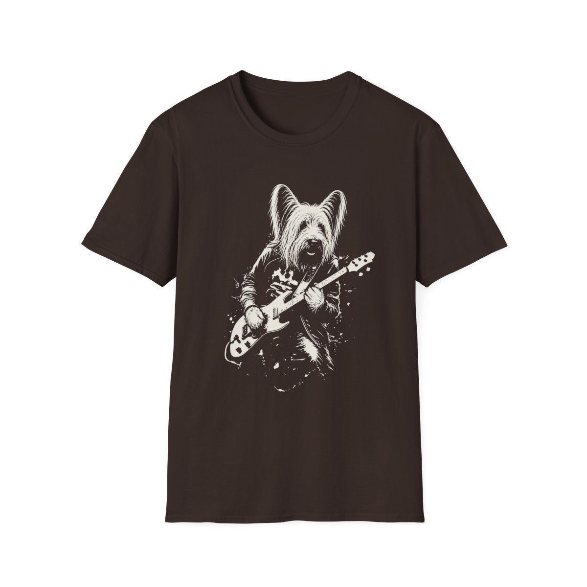 Skye Terrier Rocking Guitar Tee - Dark Chocolate