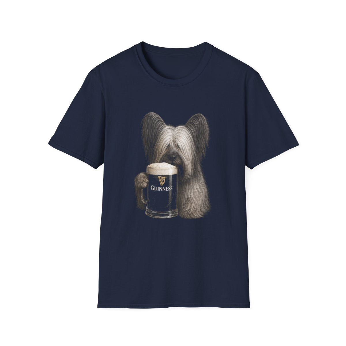 Skye Terrier With A Pint Tee - Navy
