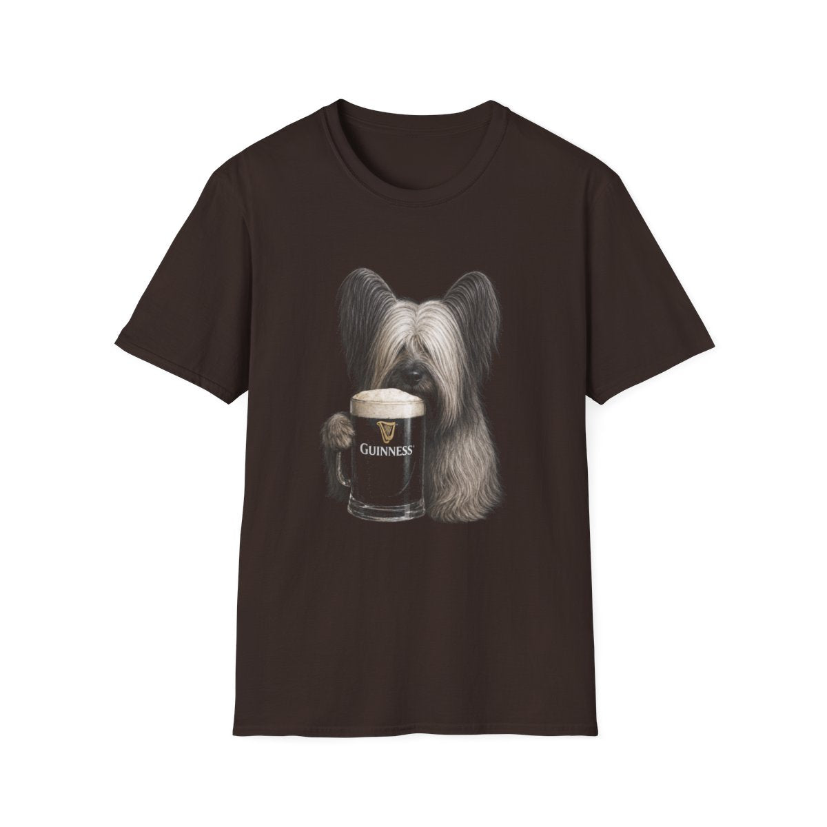 Skye Terrier With A Pint Tee - Dark Chocolate