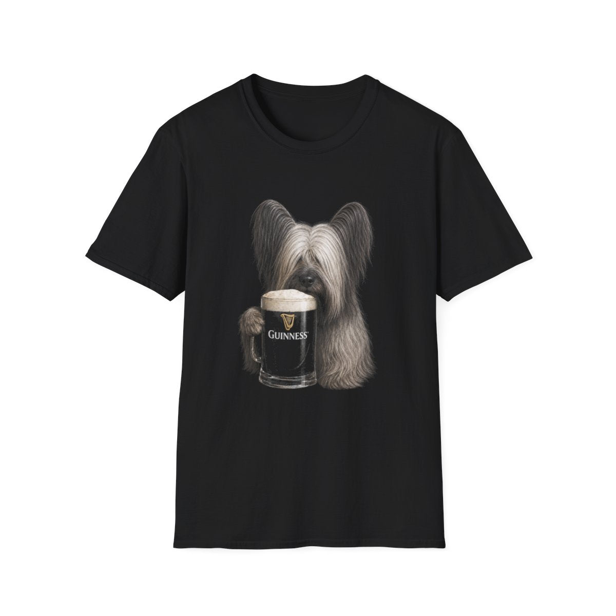 Skye Terrier With A Pint Tee - Black