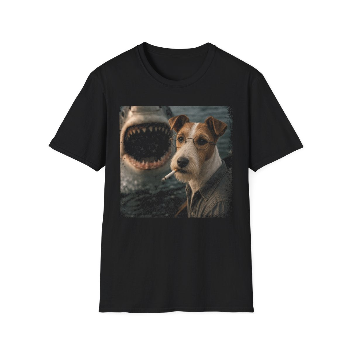 Smooth Fox Terrier and Shark Tee - Black