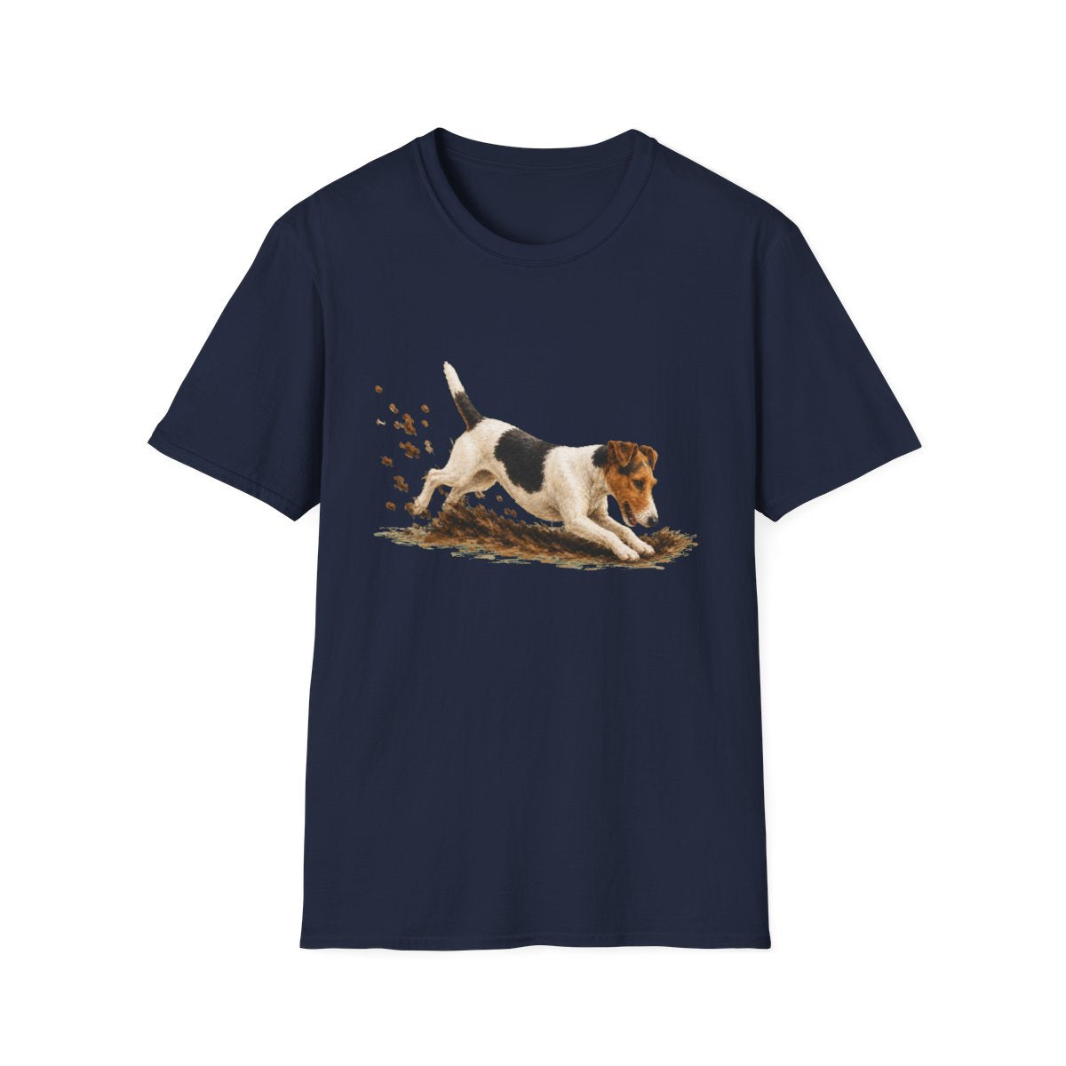 Smooth Fox Terrier Excavating Mode On Tee - Navy