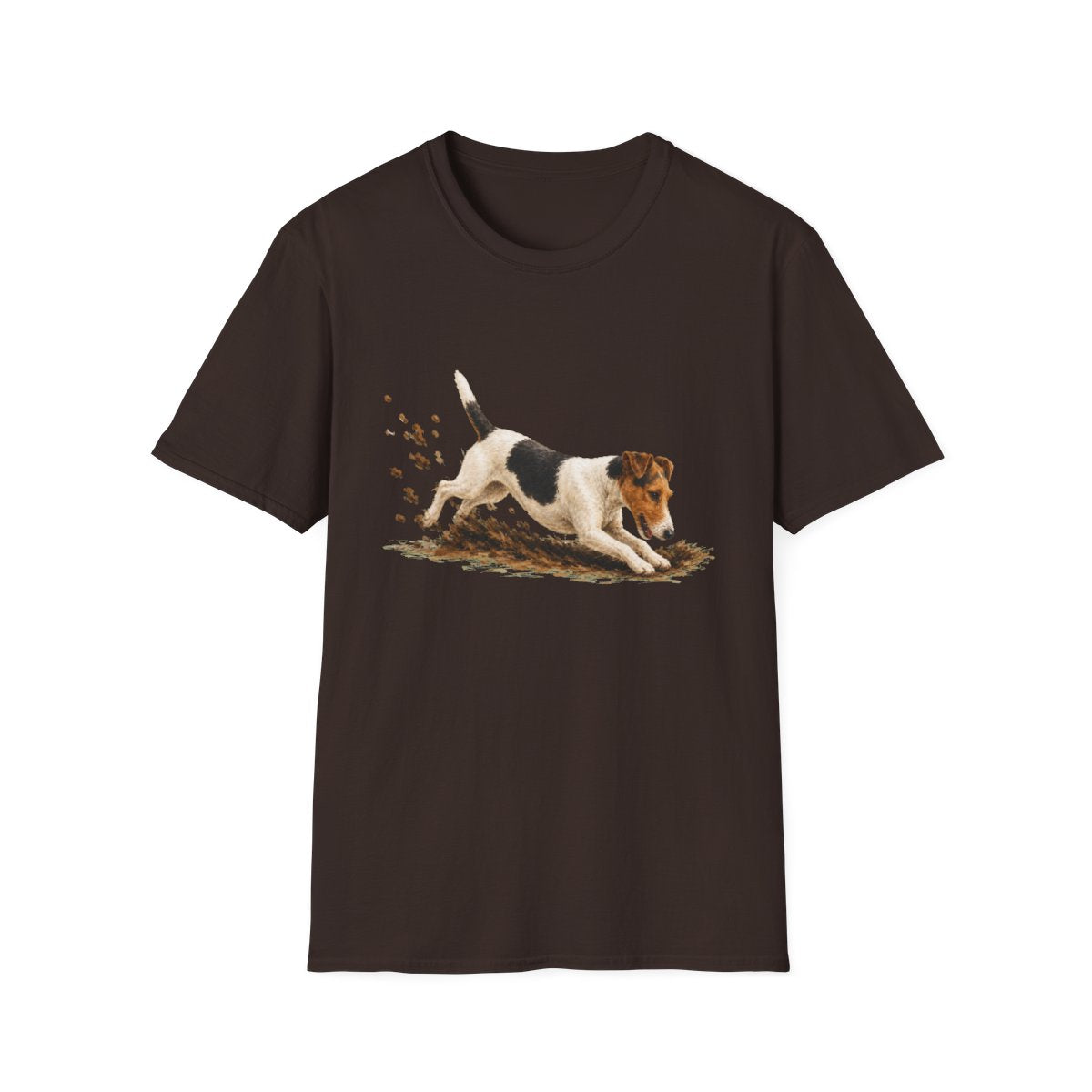 Smooth Fox Terrier Excavating Mode On Tee - Dark Chocolate