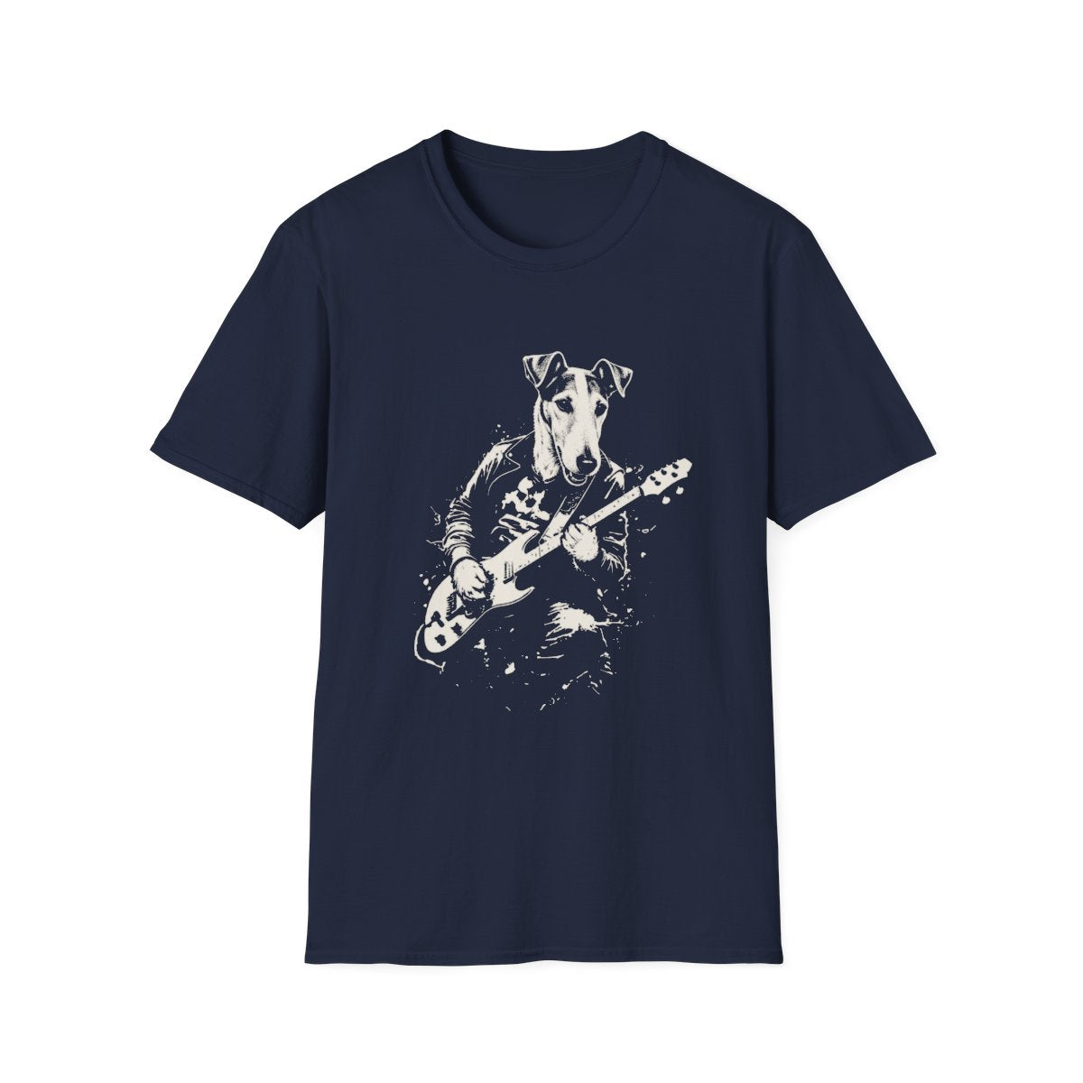Smooth Fox Terrier Rocking Guitar Tee - Navy