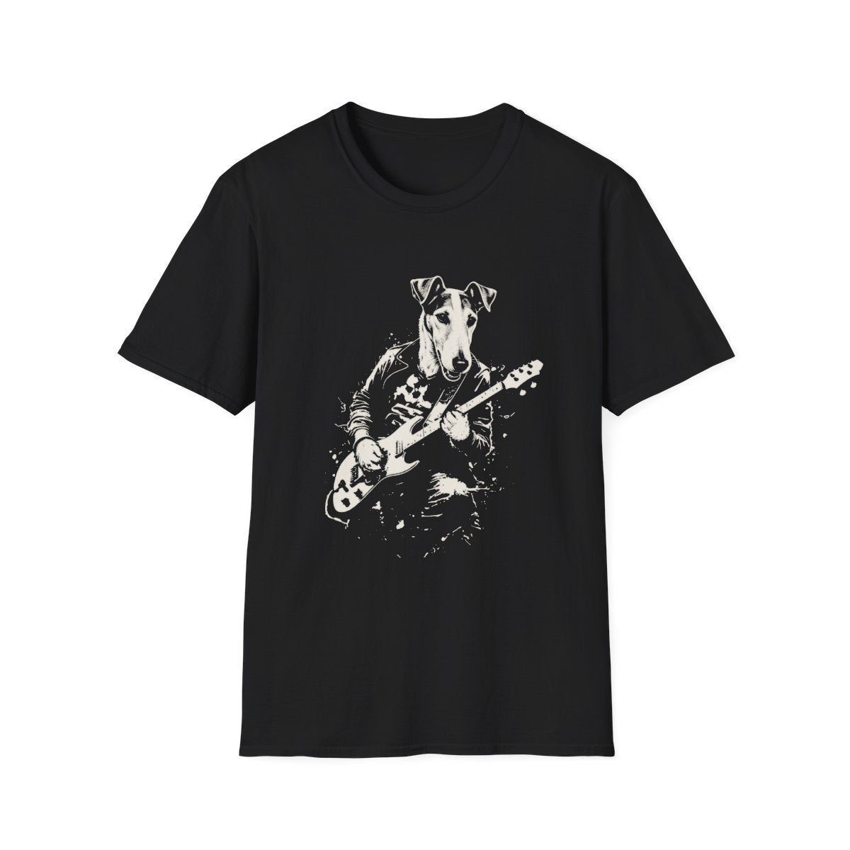 Smooth Fox Terrier Rocking Guitar Tee - Black