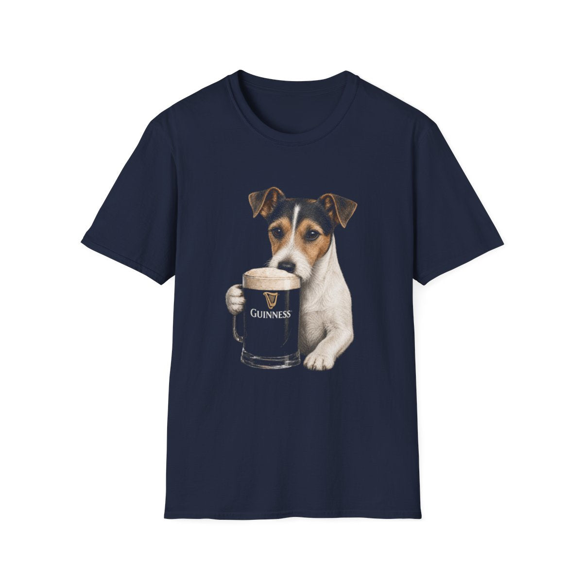 Smooth Fox Terrier With A Pint Tee - Navy