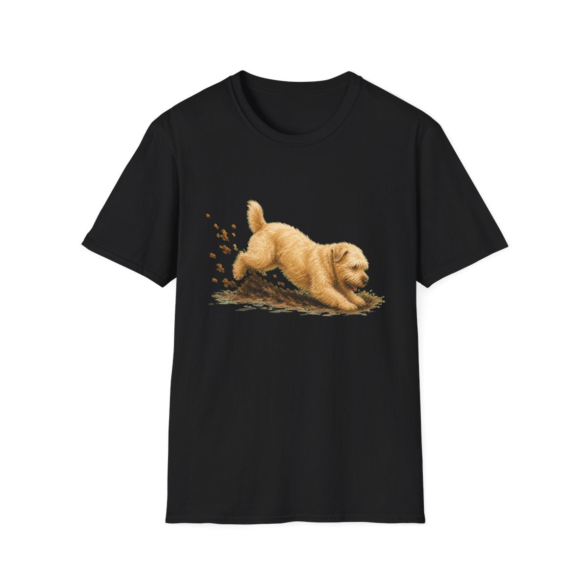 Soft Coated Wheaten Terrier Excavating Mode On Tee - Black
