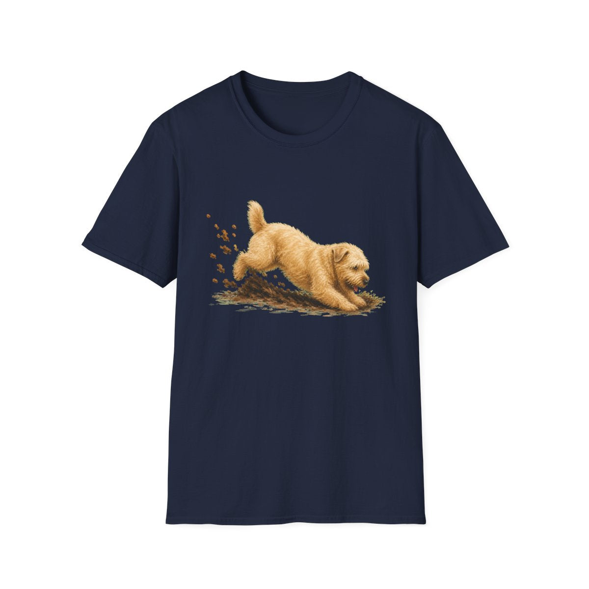 Soft Coated Wheaten Terrier Excavating Mode On Tee - Navy