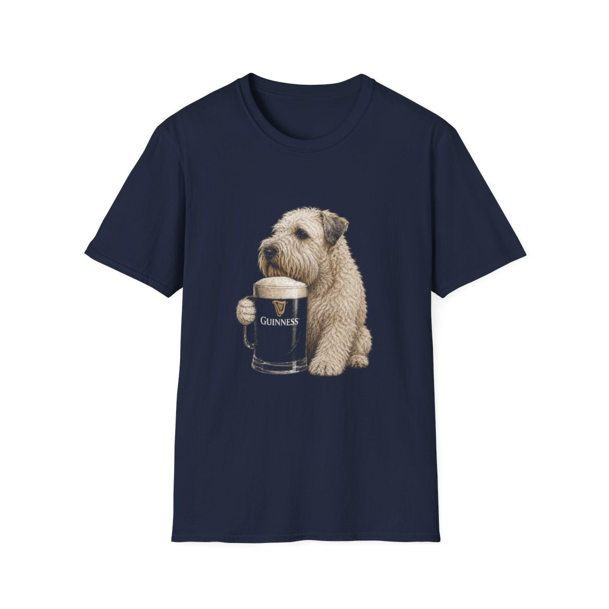 Soft Coated Wheaten Terrier With A Pint Tee - Navy