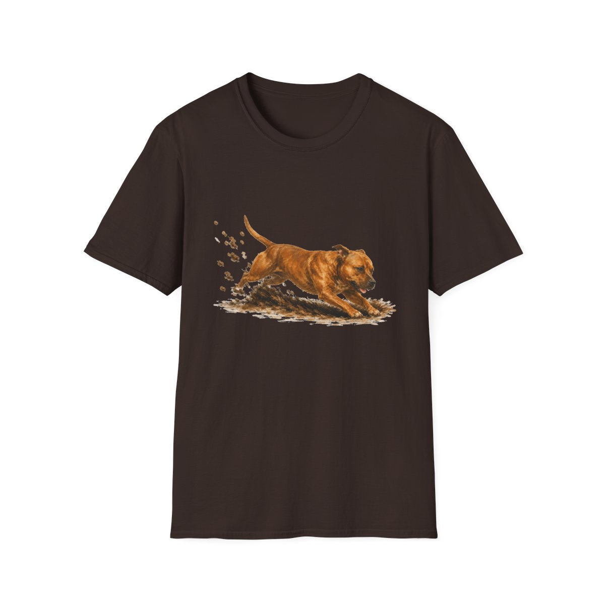 Staffordshire Bull Terrier Excavating Mode On Tee - Dark Chocolate
