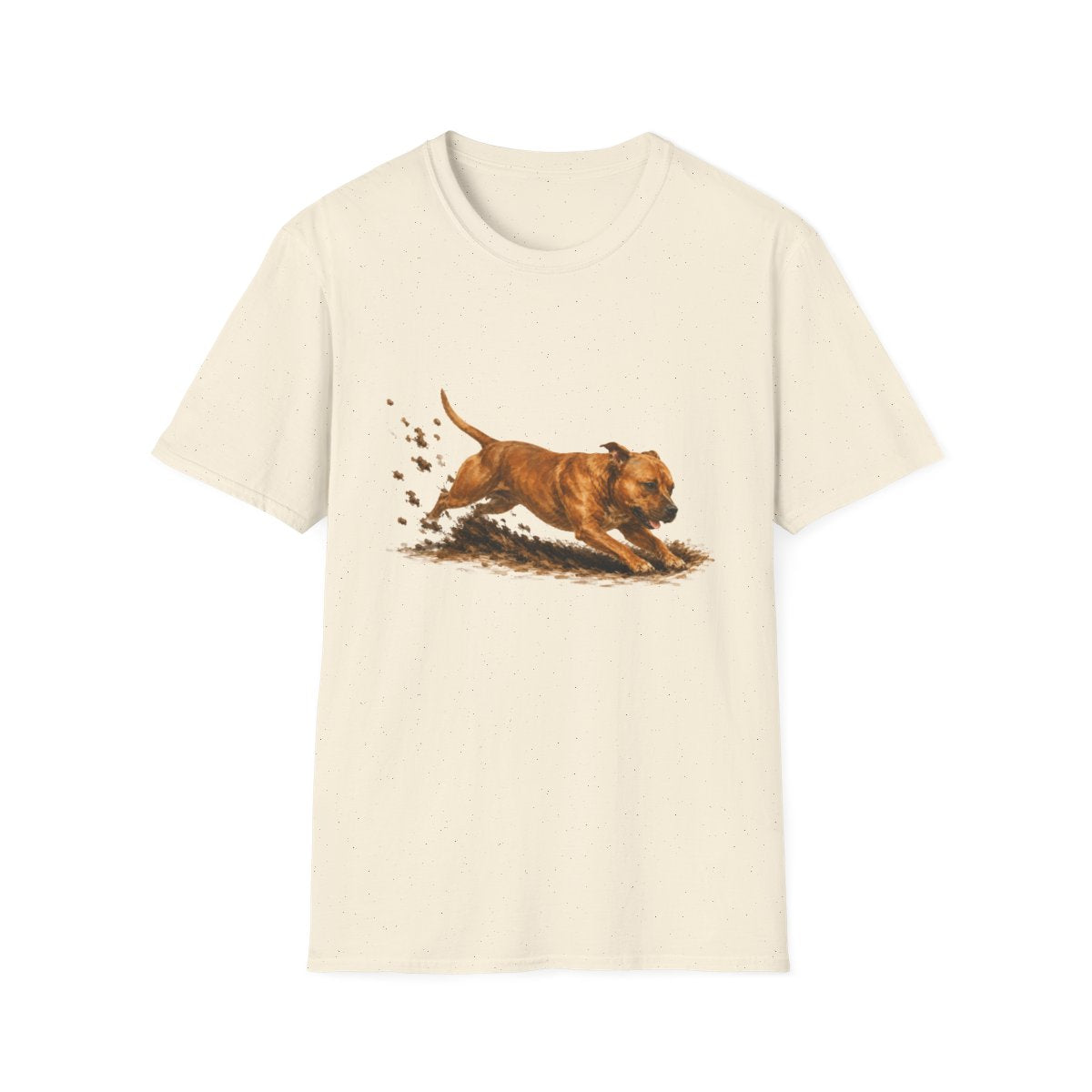 Staffordshire Bull Terrier Excavating Mode On Tee - Natural