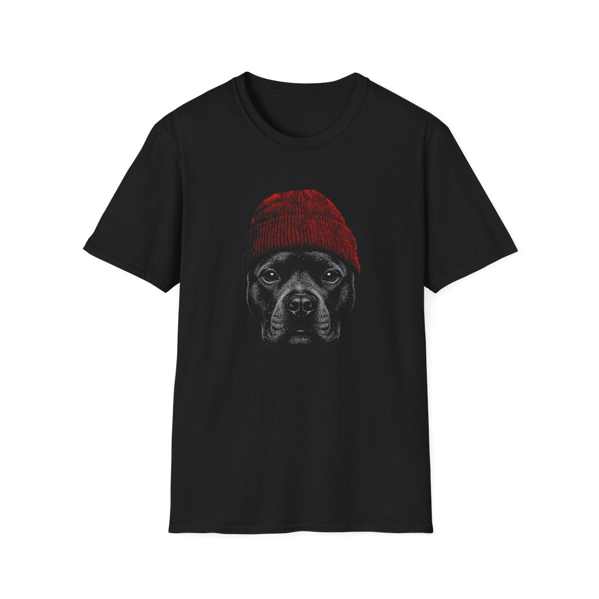 Staffordshire Bull Terrier In Beanie Tee - Black