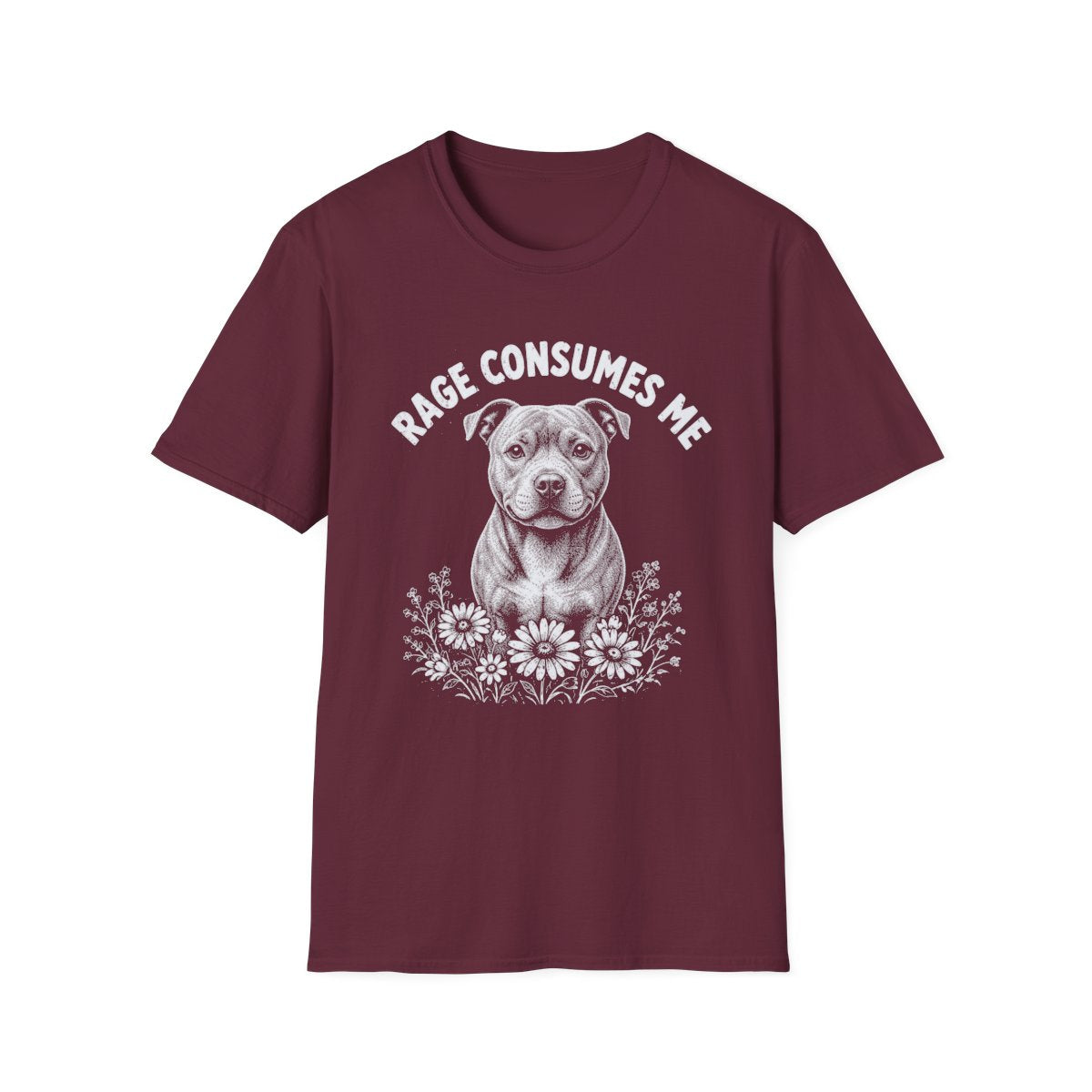 Staffordshire Bull Terrier Rage Consumes Me Tee - Maroon