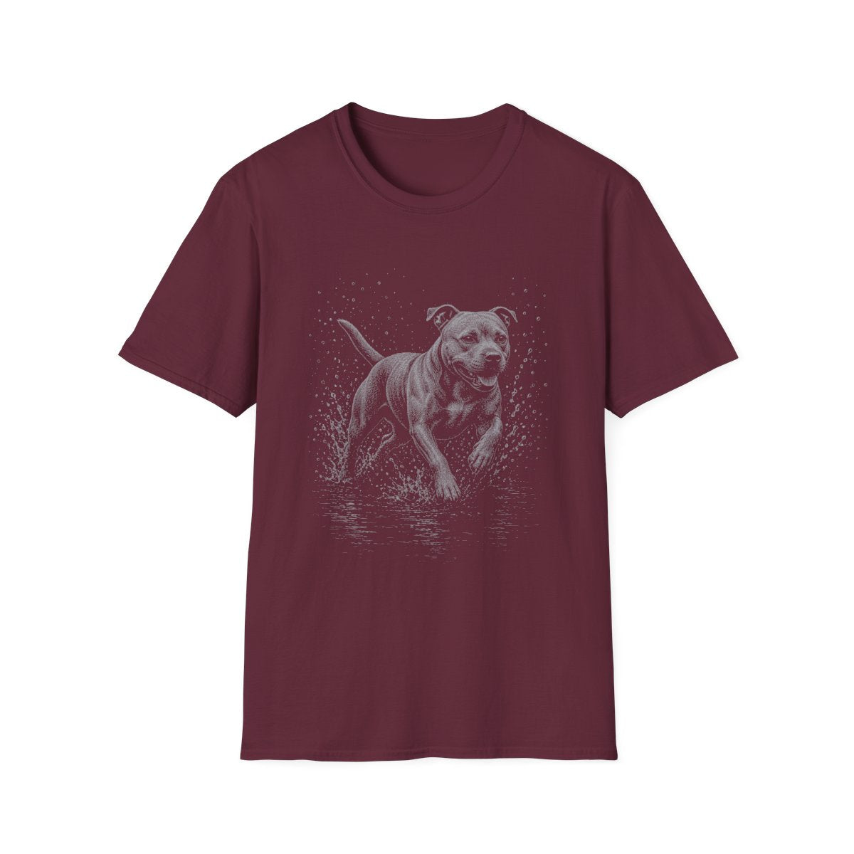 Staffordshire Bull Terrier Water Run Tee - Maroon