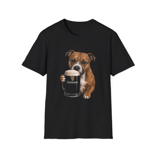 Staffordshire Bull Terrier With A Pint Tee - Black