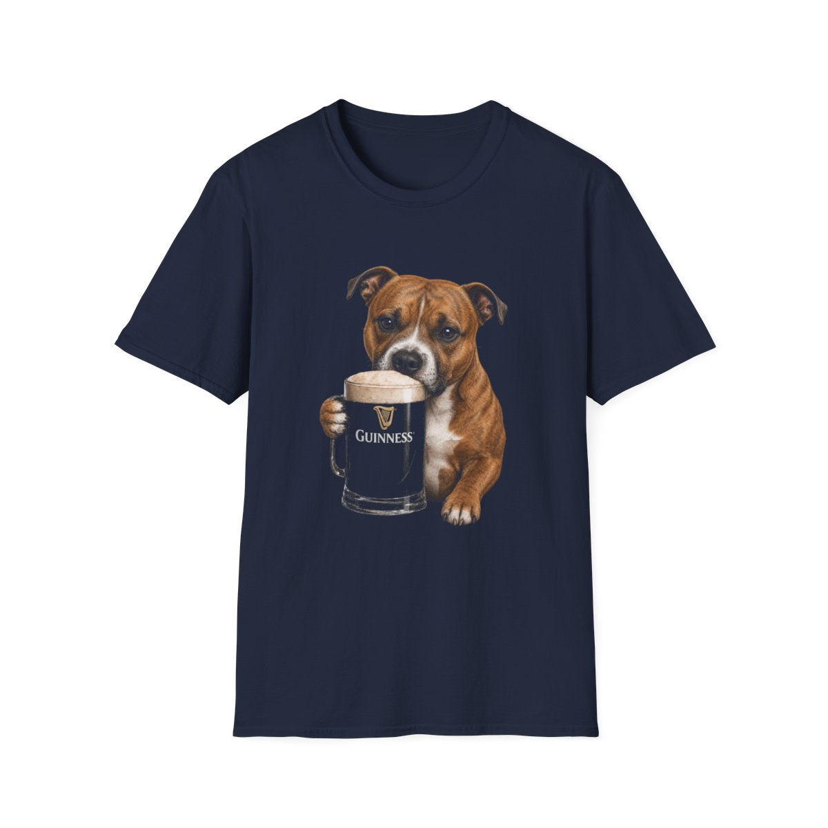 Staffordshire Bull Terrier With A Pint Tee - Navy