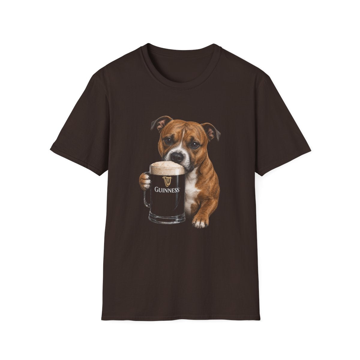 Staffordshire Bull Terrier With A Pint Tee - Dark Chocolate