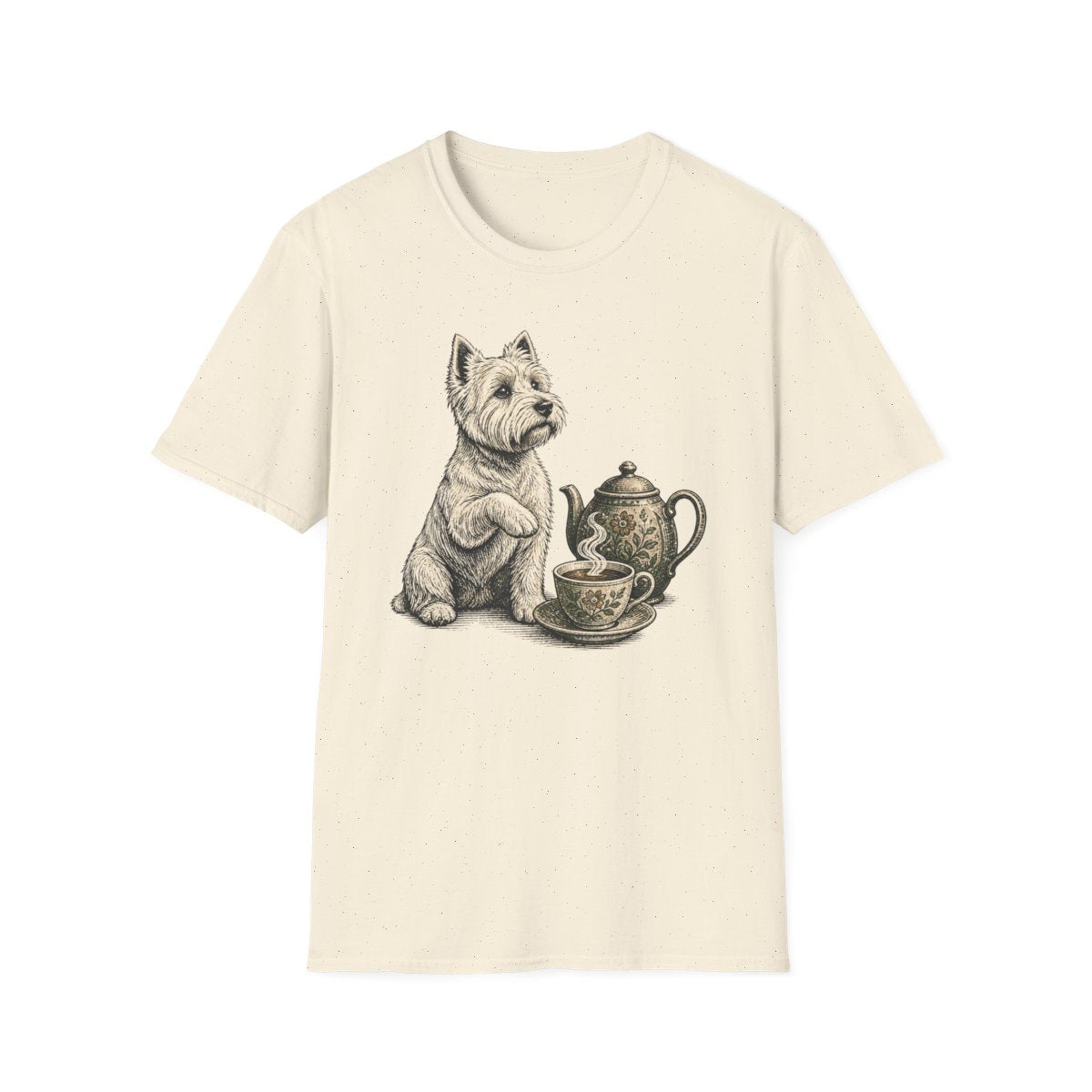 Tea Time Westie Tee - Natural