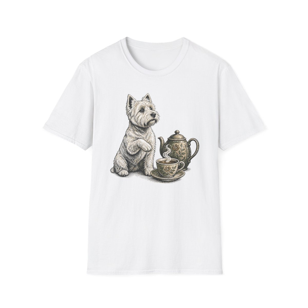 Tea Time Westie Tee - White