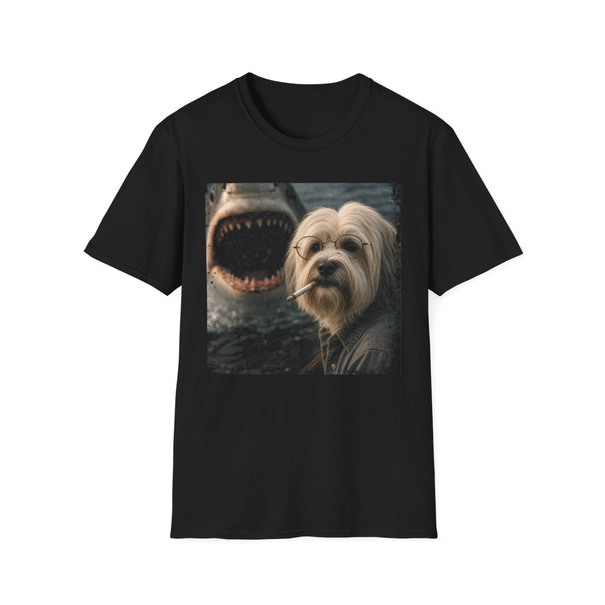 Tibetan Terrier and Shark Tee - Black