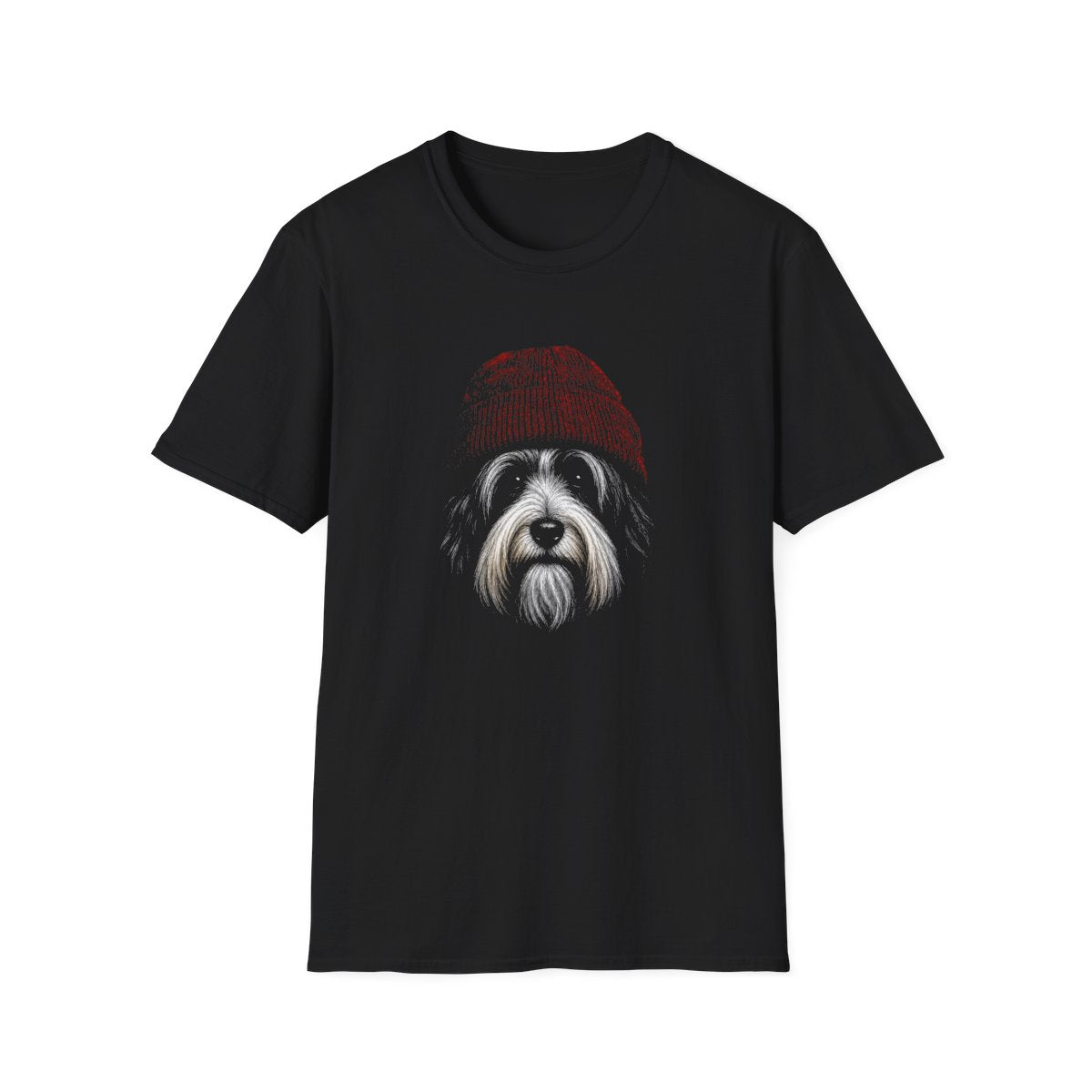 Tibetan Terrier In Beanie Tee - Black