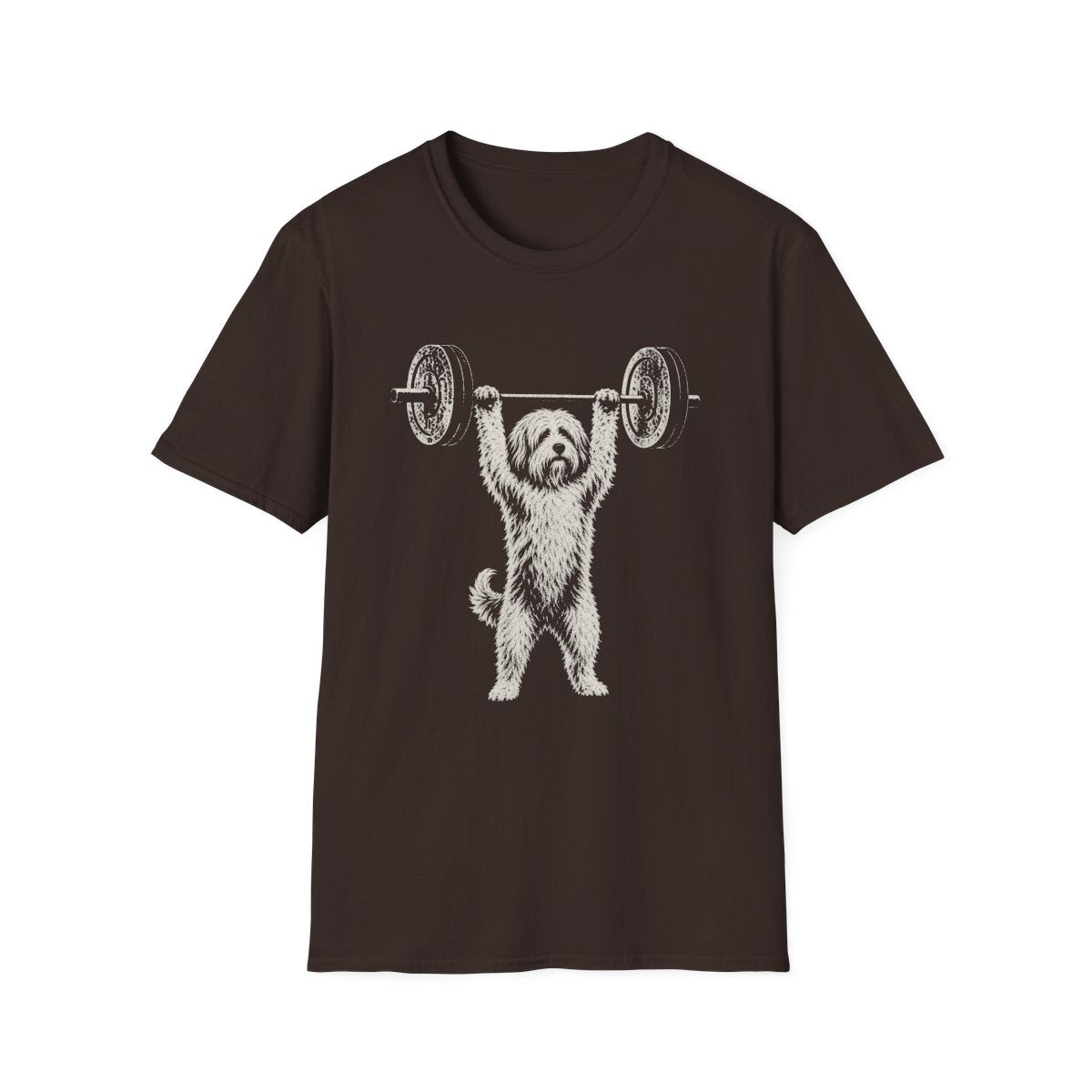 Tibetan Terrier Powerlifting Tee - Dark Chocolate