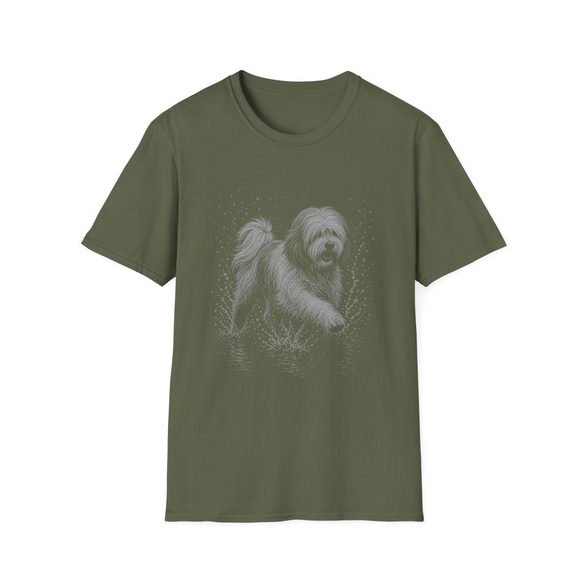 Tibetan Terrier Water Run Tee - Military Green