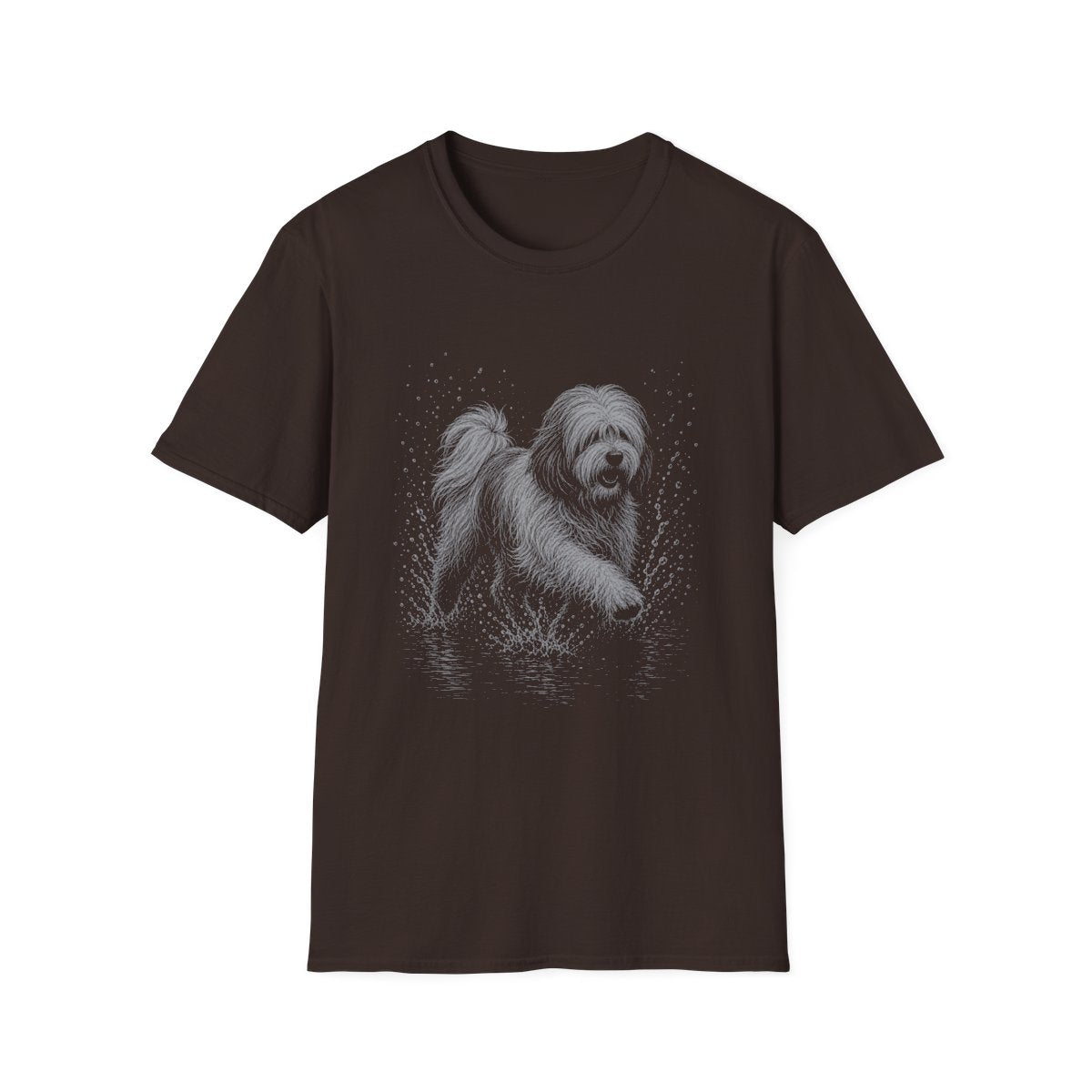 Tibetan Terrier Water Run Tee - Dark Chocolate
