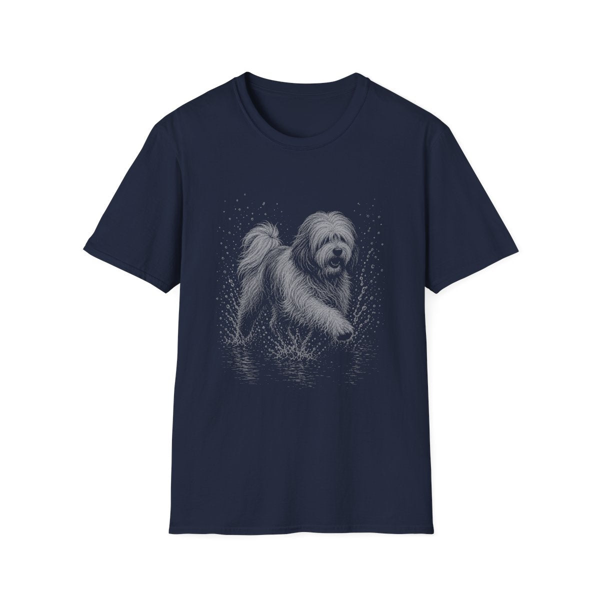 Tibetan Terrier Water Run Tee - Navy