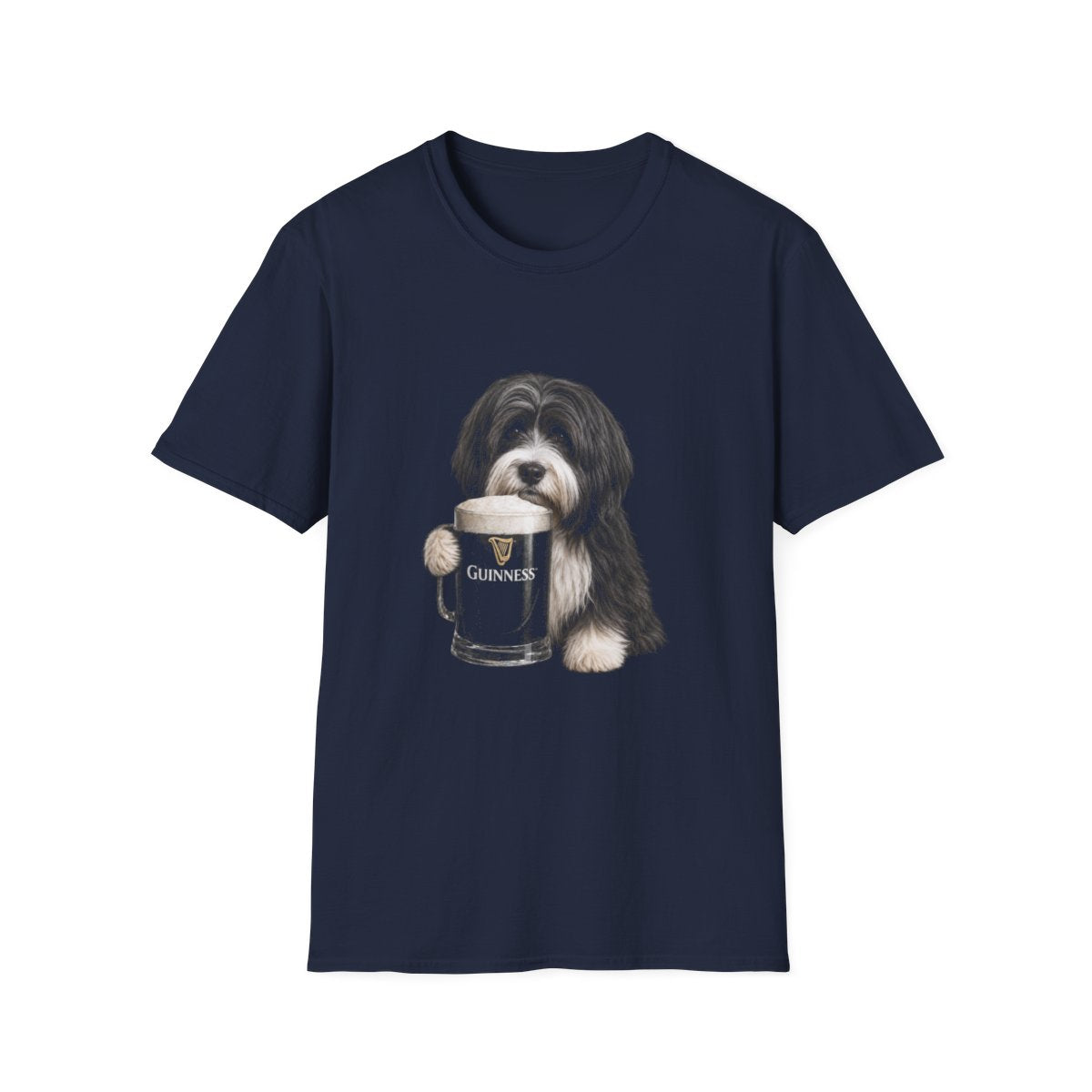 Tibetan Terrier With A Pint Tee - Navy