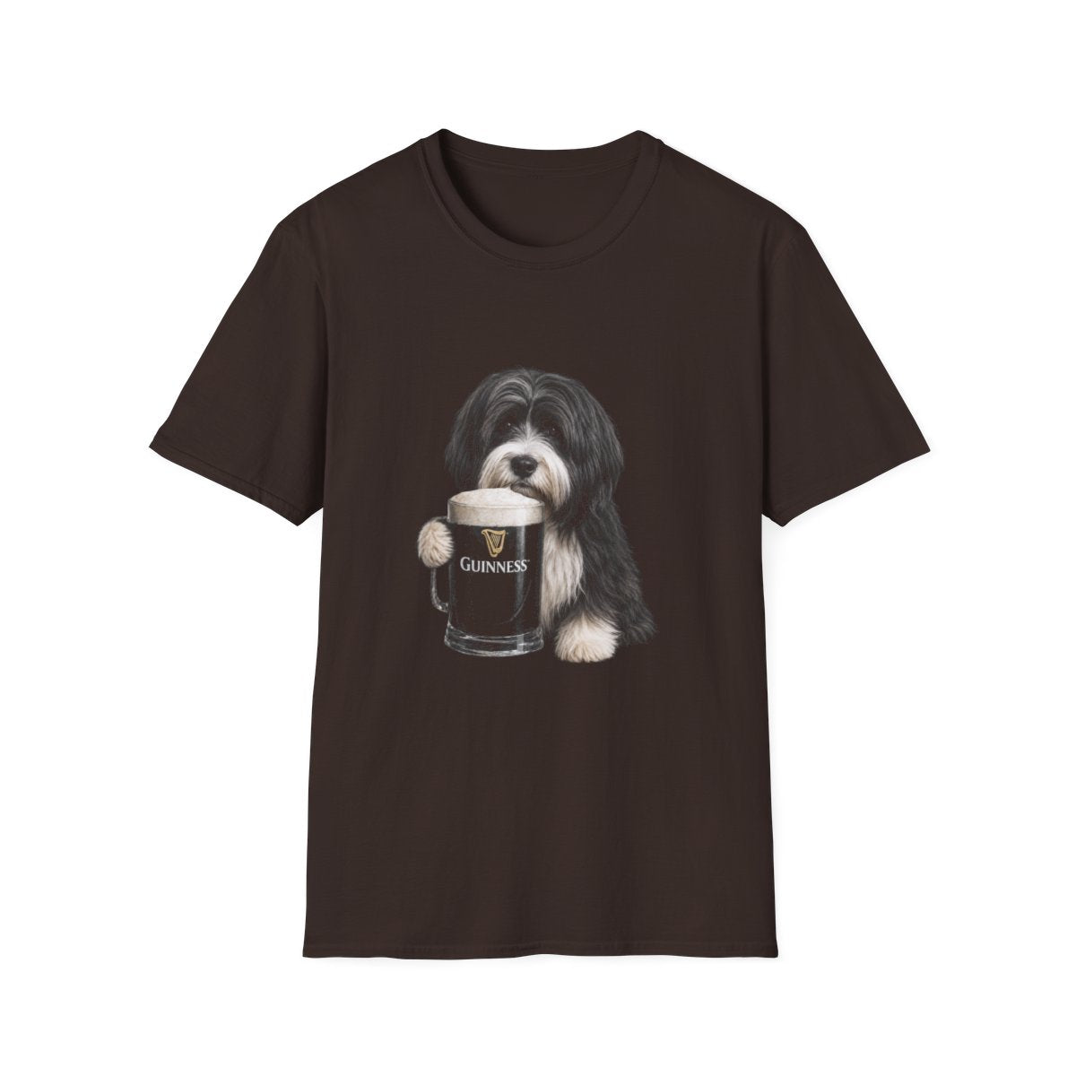 Tibetan Terrier With A Pint Tee - Dark Chocolate