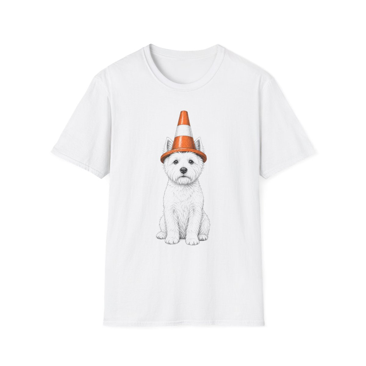 Traffic Cone Westie Tee - White