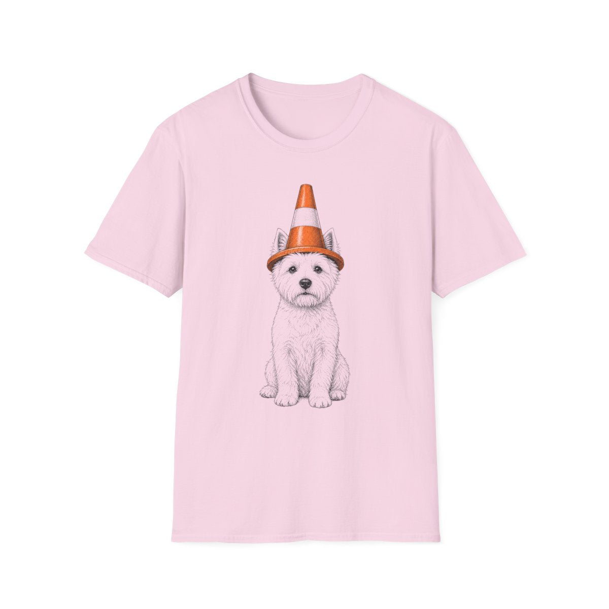 Traffic Cone Westie Tee - Light Pink