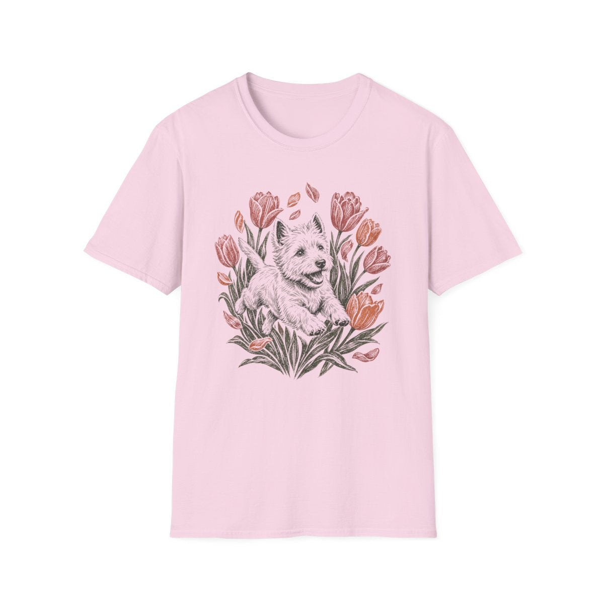 Tulip Garden Westie Tee - Light Pink