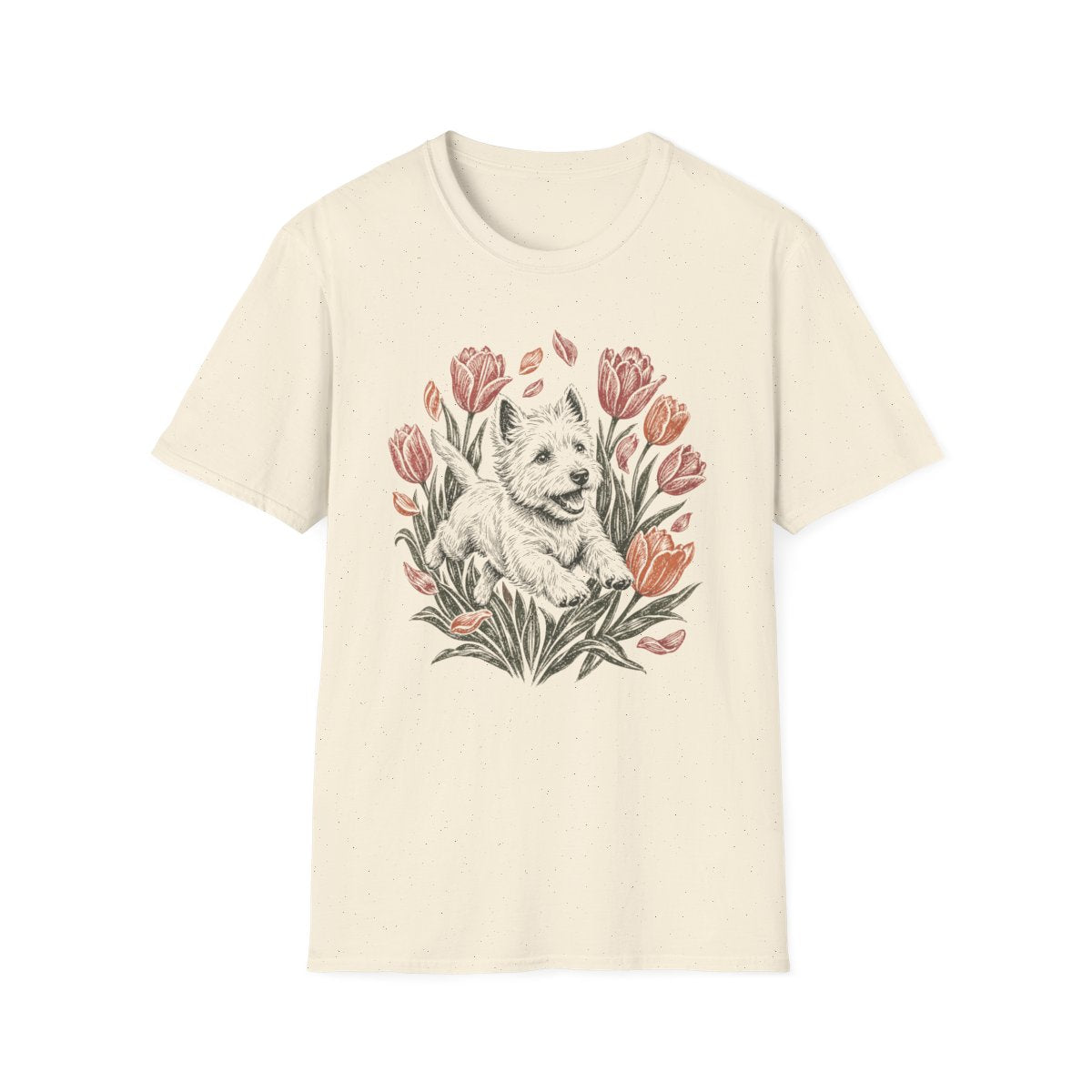Tulip Garden Westie Tee - Natural