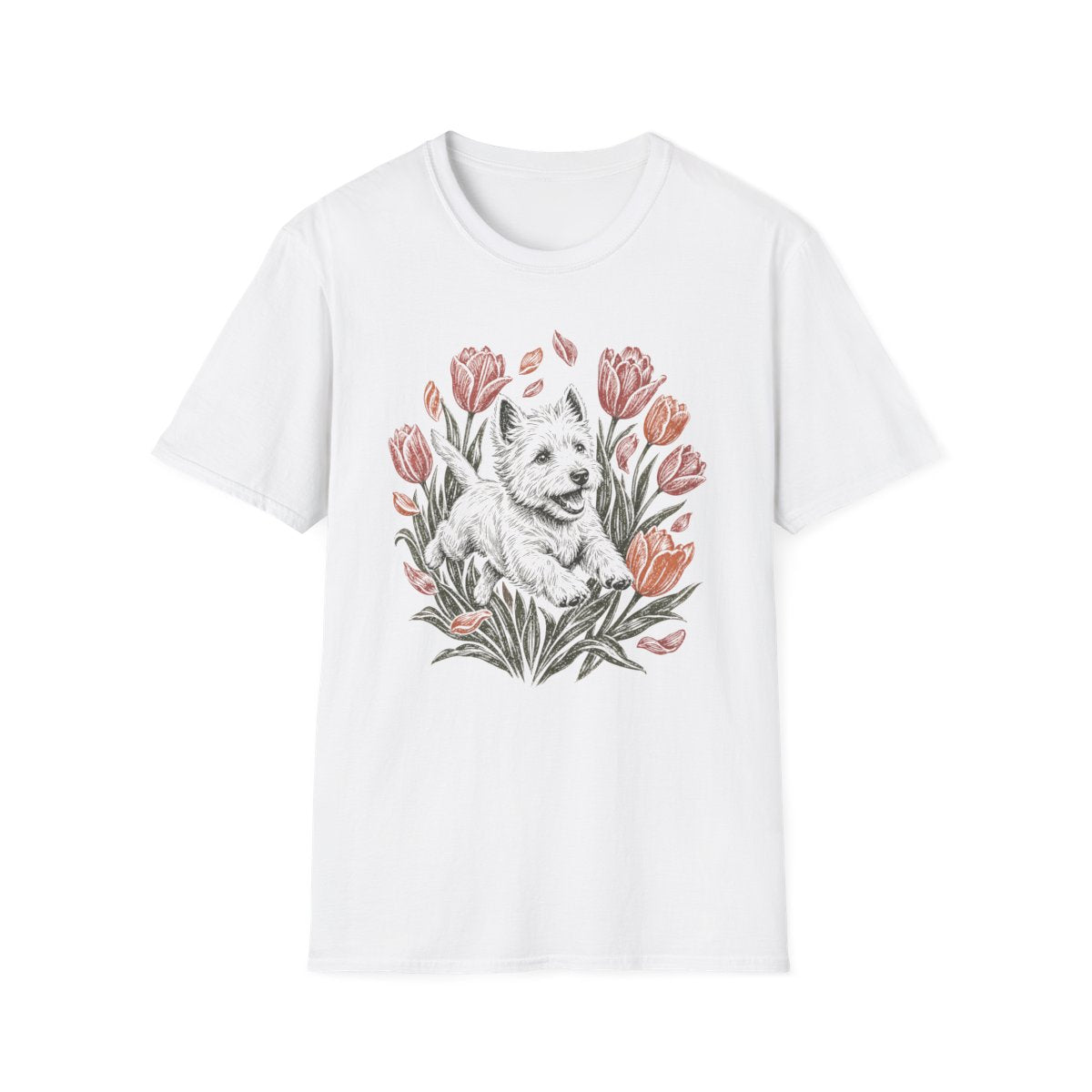 Tulip Garden Westie Tee - White