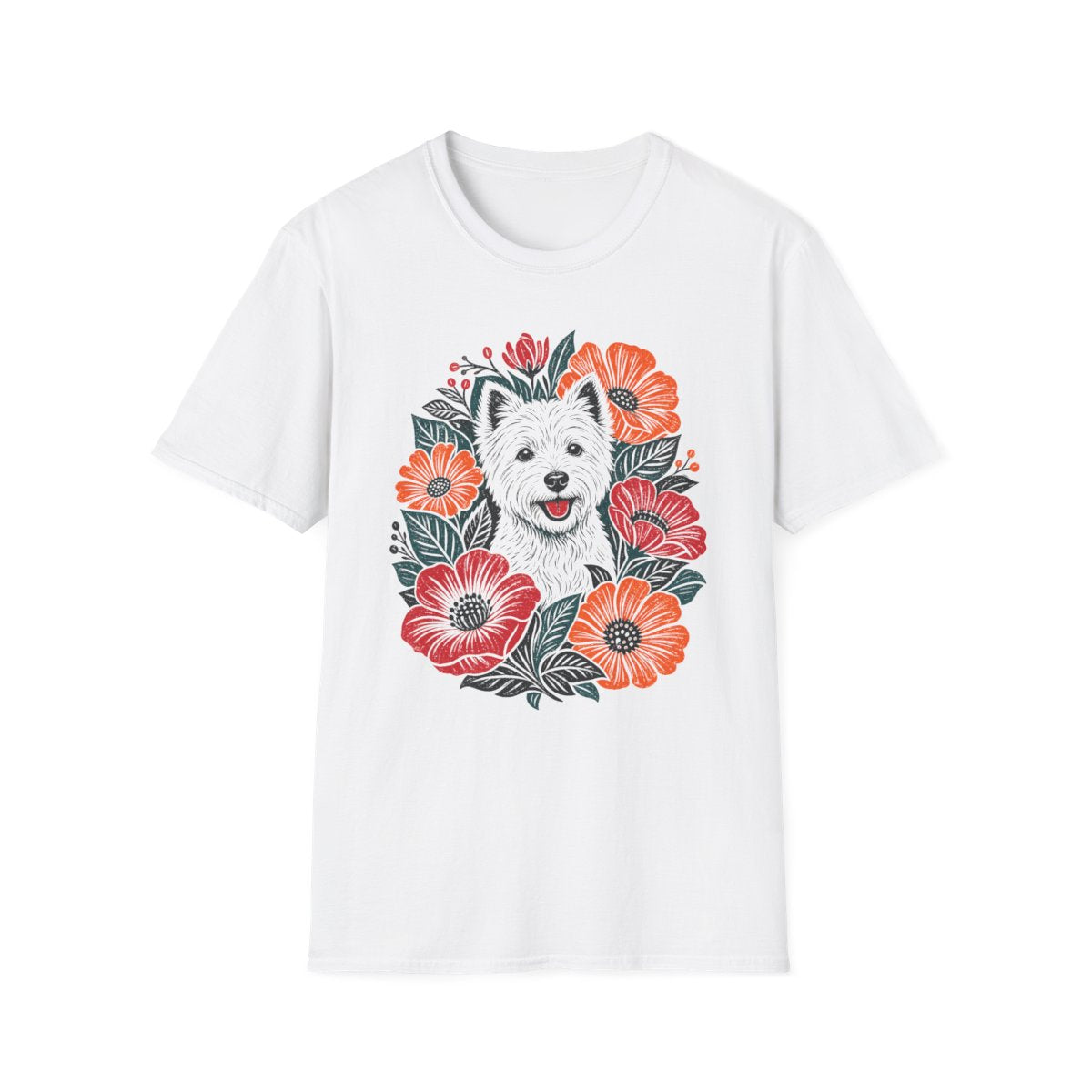 Vivid Bloom Westie Tee - White