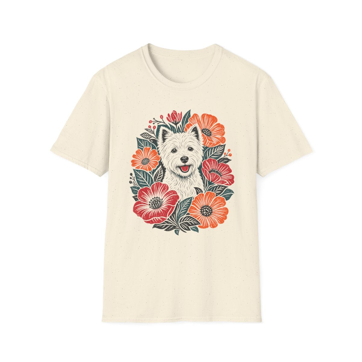 Vivid Bloom Westie Tee - Natural
