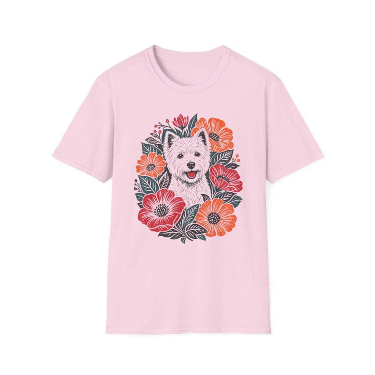 Vivid Bloom Westie Tee - Light Pink