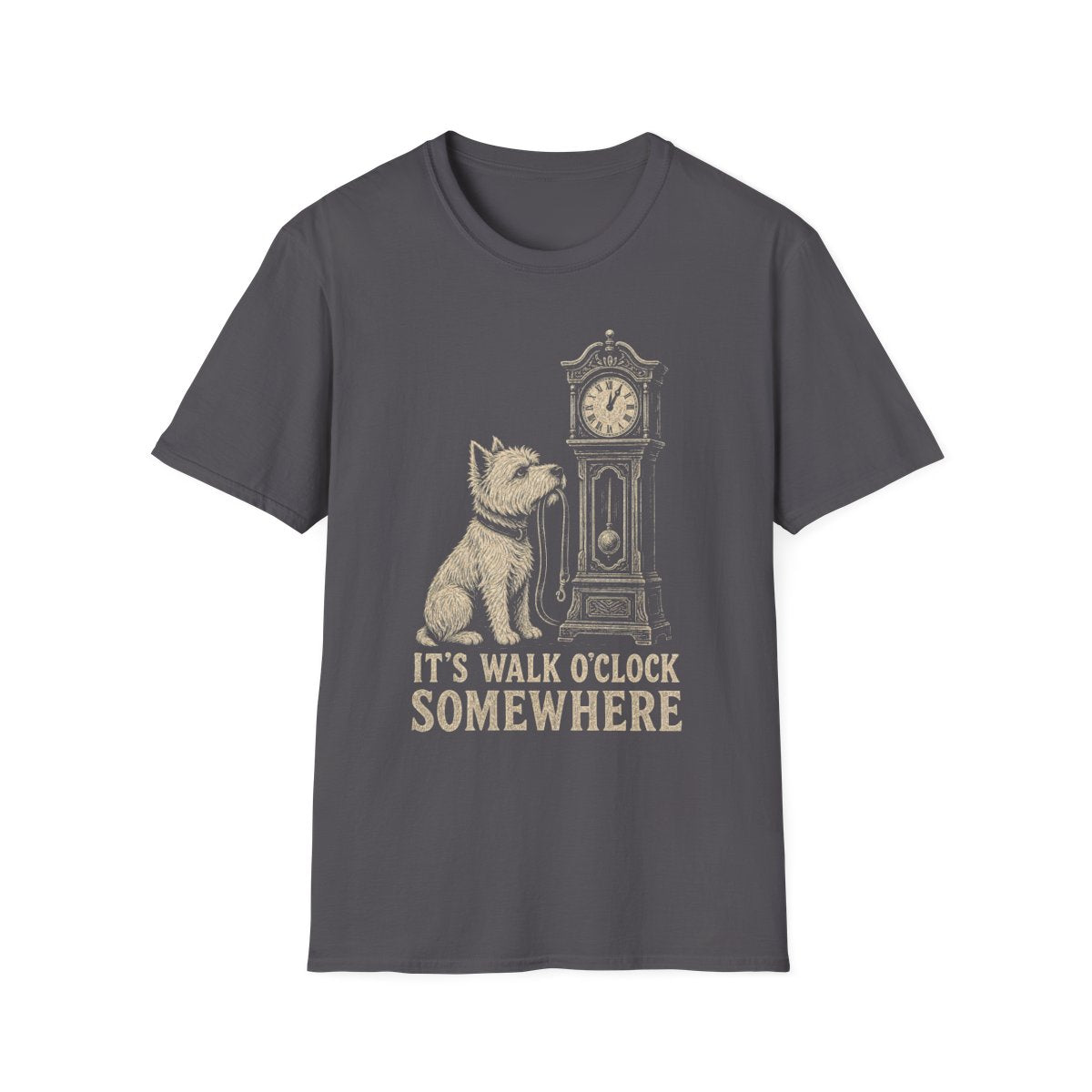 Walk O'Clock Westie Tee - Charcoal