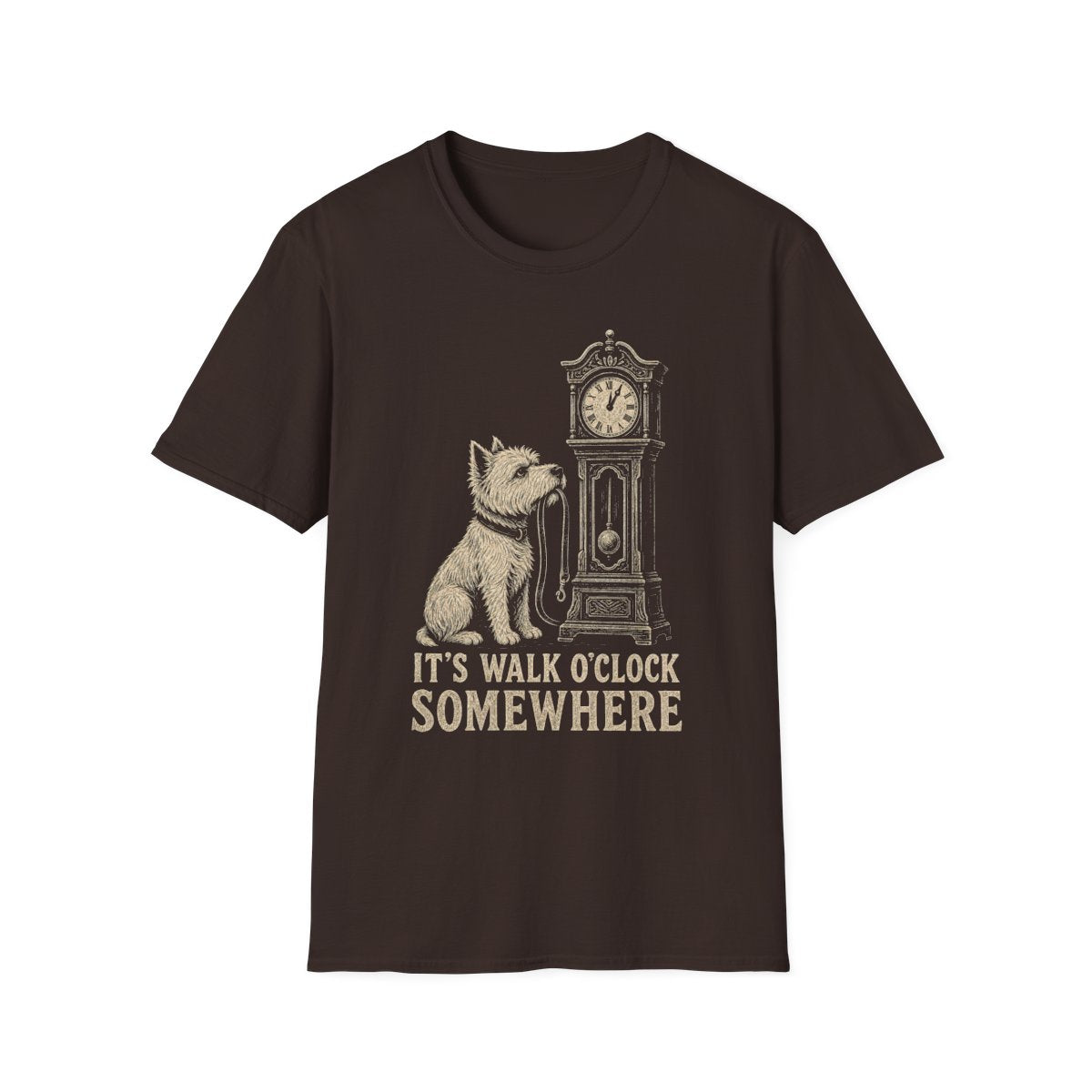 Walk O'Clock Westie Tee - Dark Chocolate