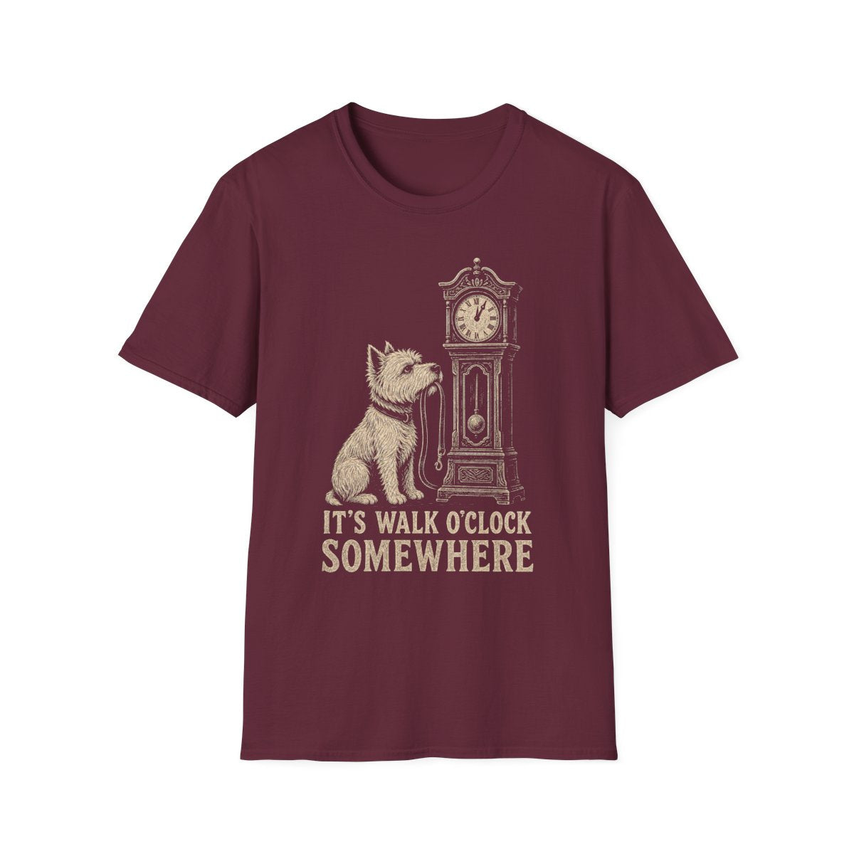 Walk O'Clock Westie Tee - Maroon