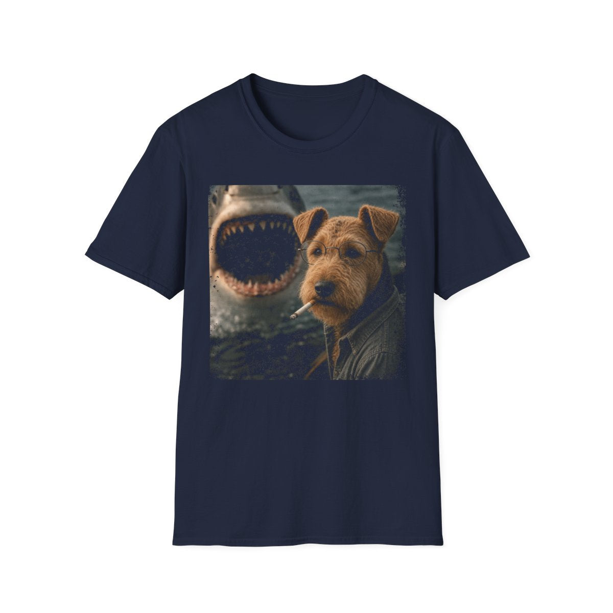 Welsh Terrier and Shark Tee - Navy
