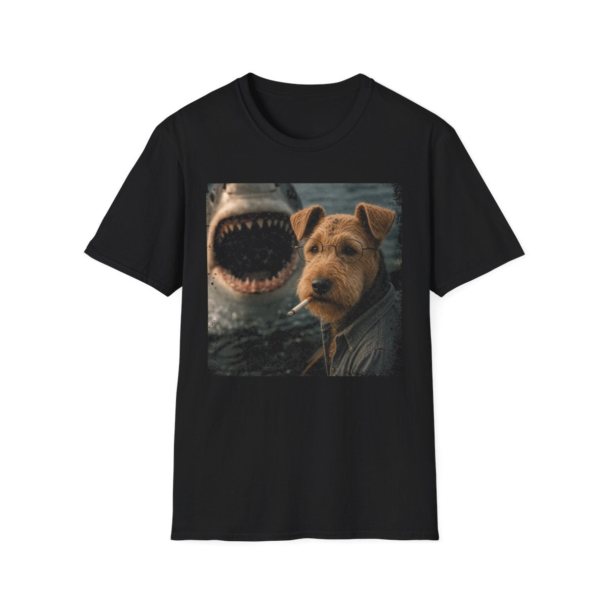 Welsh Terrier and Shark Tee - Black