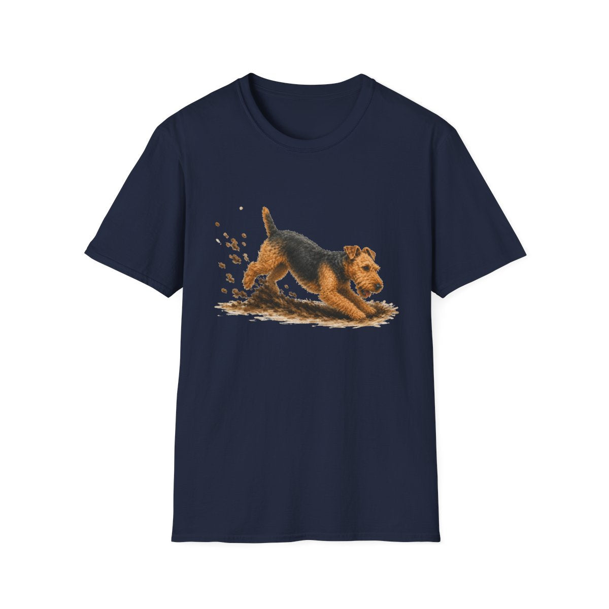 Welsh Terrier Excavating Mode On Tee - Navy