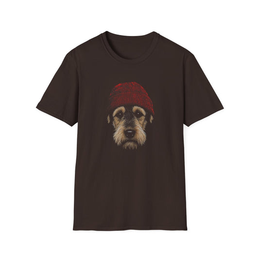 Welsh Terrier In Beanie Tee - Dark Chocolate