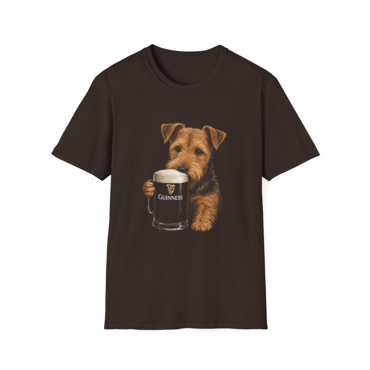 Welsh Terrier With A Pint Tee - Dark Chocolate