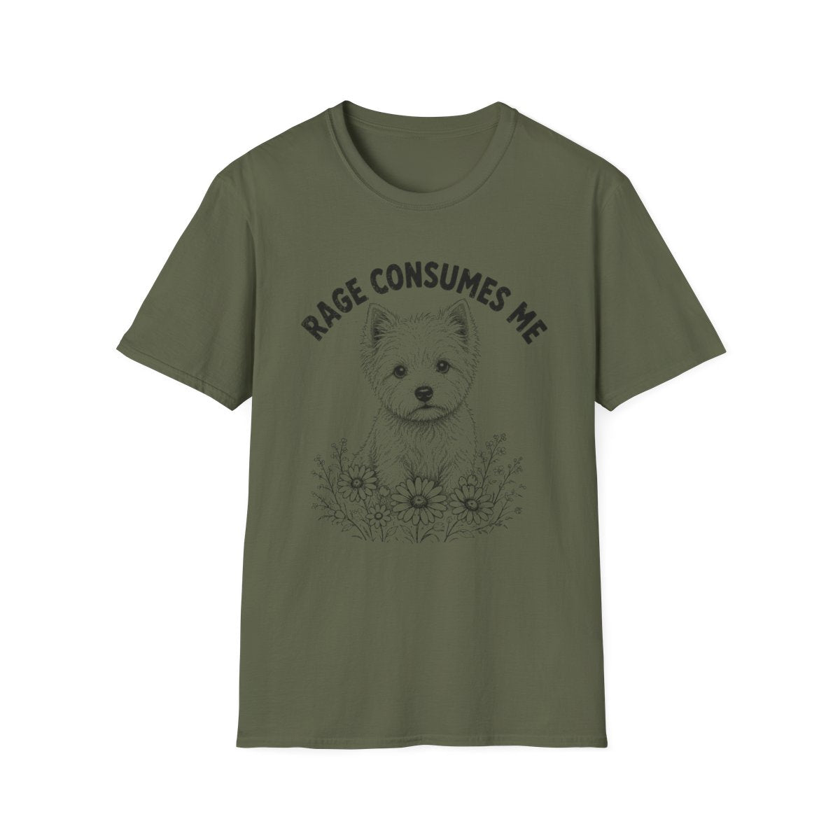 West Highland White Terrier Rage Consumes Me Tee - Military Green